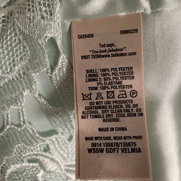Ted Baker Velmia Lace Pattern Midi V Neck Dress Mint Green Size 1 - Picture 10 of 10